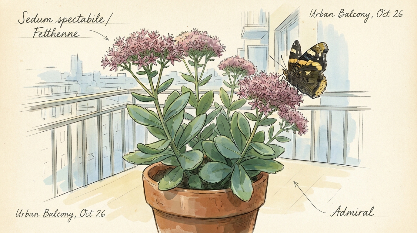'Sedum / Mauerpfeffer' ('Sedum / Hylotelephium') — Illustration im Pflanzenatlas-Stil.